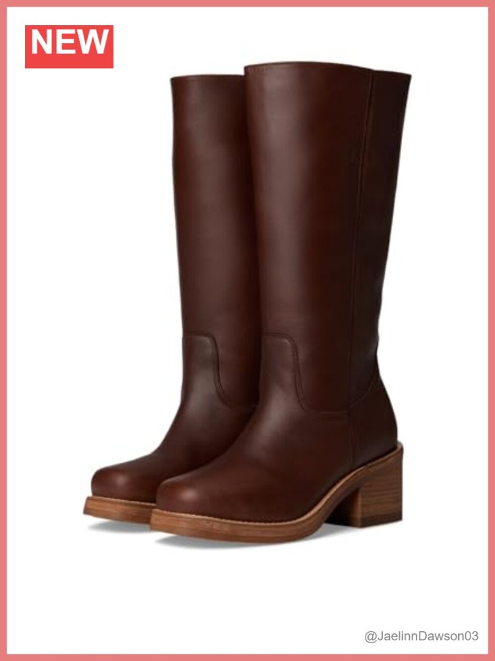 Leather Pull-On Equestrian Boots Block Heel